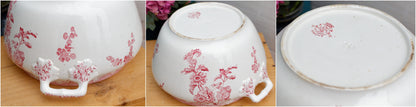 SOLEIL LONGWY French Antique Ironstone Red Transferware Soup Tureen "Soupiere" Terre de Fer 
