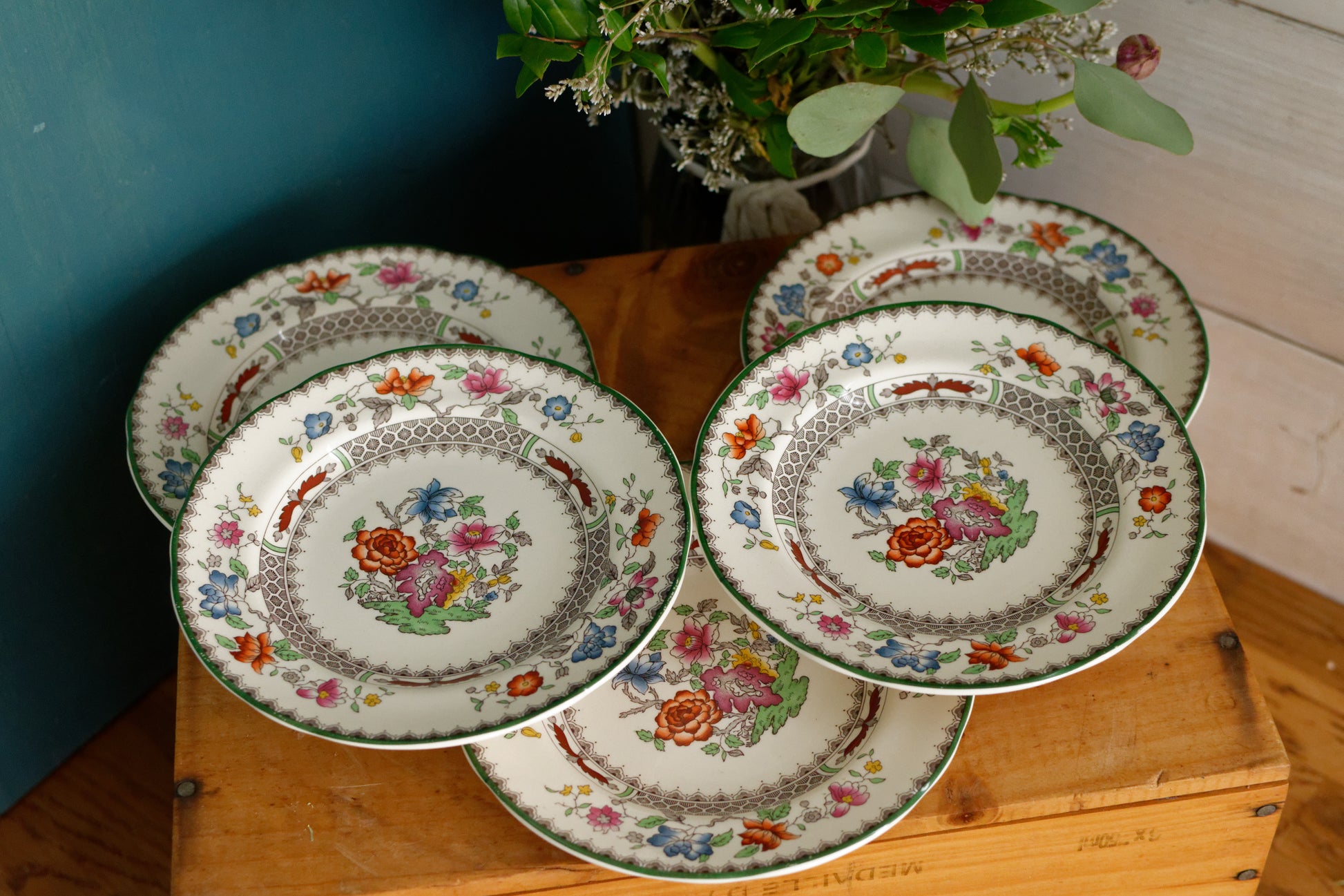 CHINESE ROSE COPELAND SPODE 2/9253J Collectible English Antique Ironstone Plate Terre de Fer