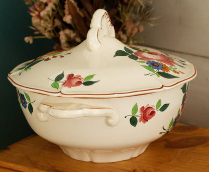 ST AMAND Ste des Etablissement de Ceramique French Vintage Hand-Painted Ironstone Polychrome Soup Tureen Soupiere Terre de fer faience
