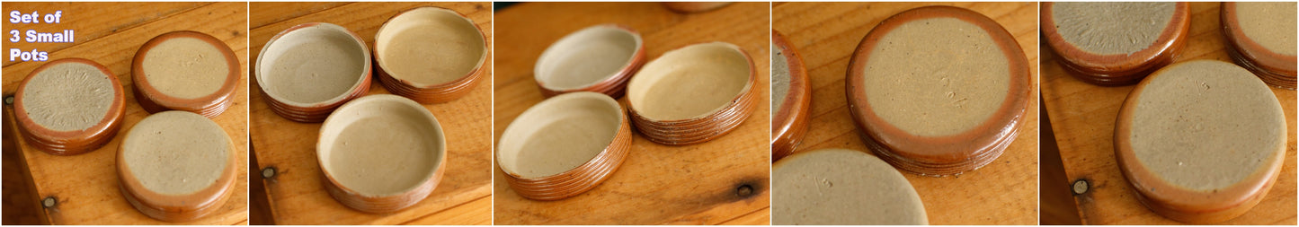 Années 1920 ~ Français Saloir ~ Pot à couvercle en grès brun antique ~ Grès glacé ~ Terre Cuite