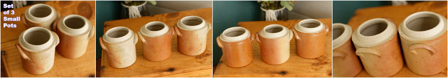 Années 1920 ~ Français Saloir ~ Pot à couvercle en grès brun antique ~ Grès glacé ~ Terre Cuite