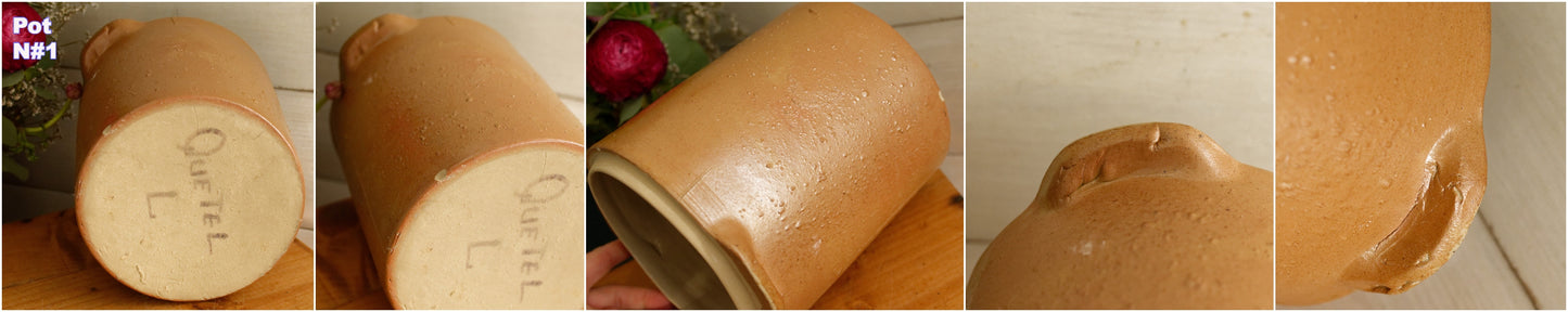 French Vintage Stoneware Lidded Pot Saloir Pot en Gres Glazed Sandstone Foie Gras Terrine Terre Cuite