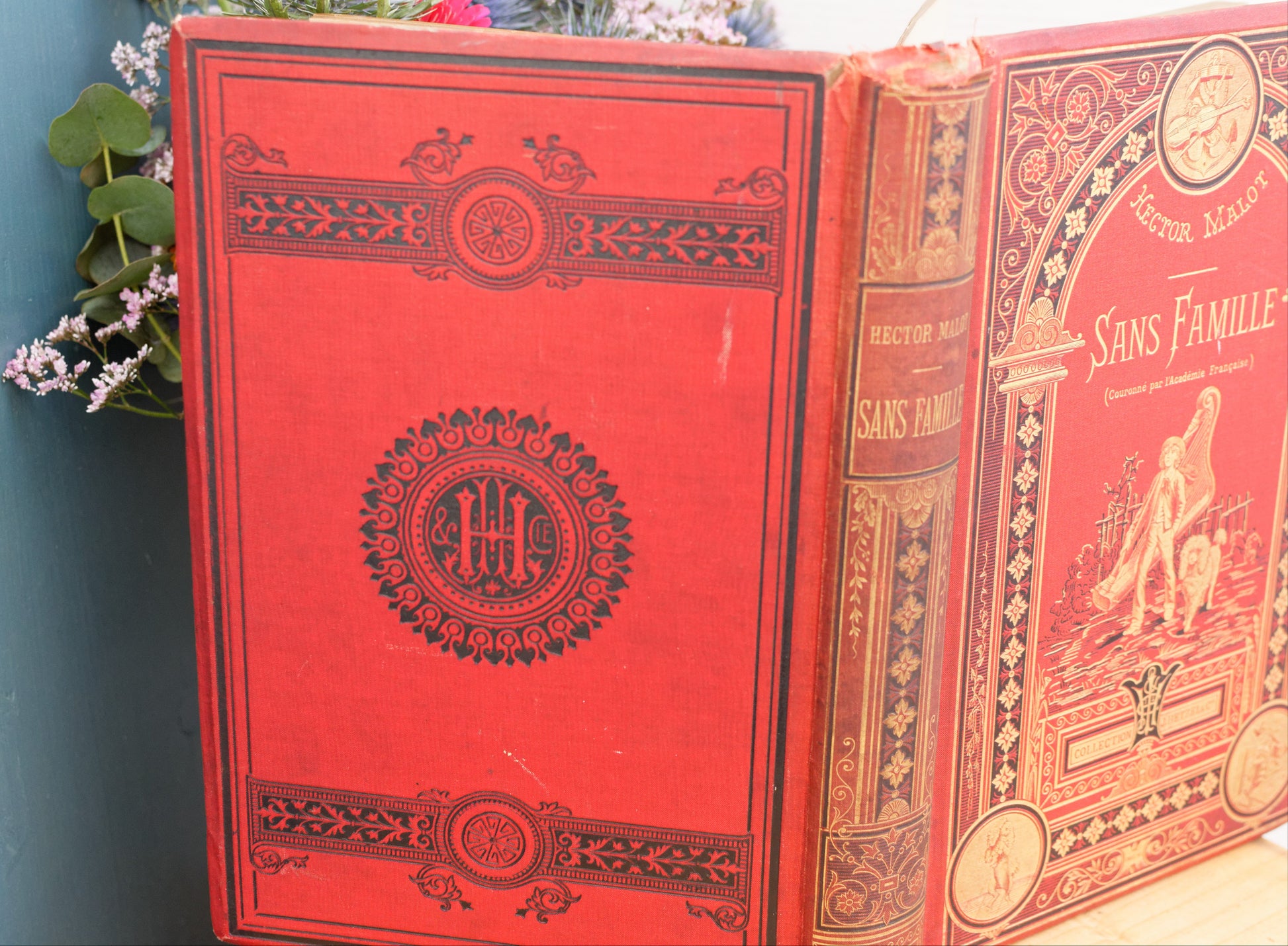 1880 Sans Famille (couronne pas l’académie Français) Hector Malot French Antique Collectible Gilded Cartonnage Book Novel Livre Roman