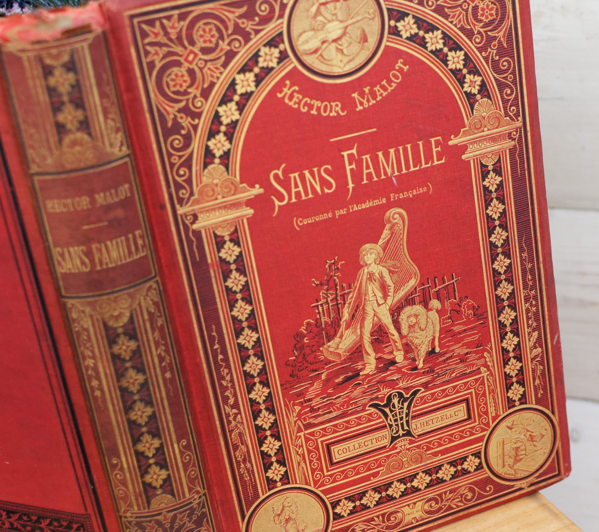 1880 Sans Famille (couronne pas l’académie Français) Hector Malot French Antique Collectible Gilded Cartonnage Book Novel Livre Roman