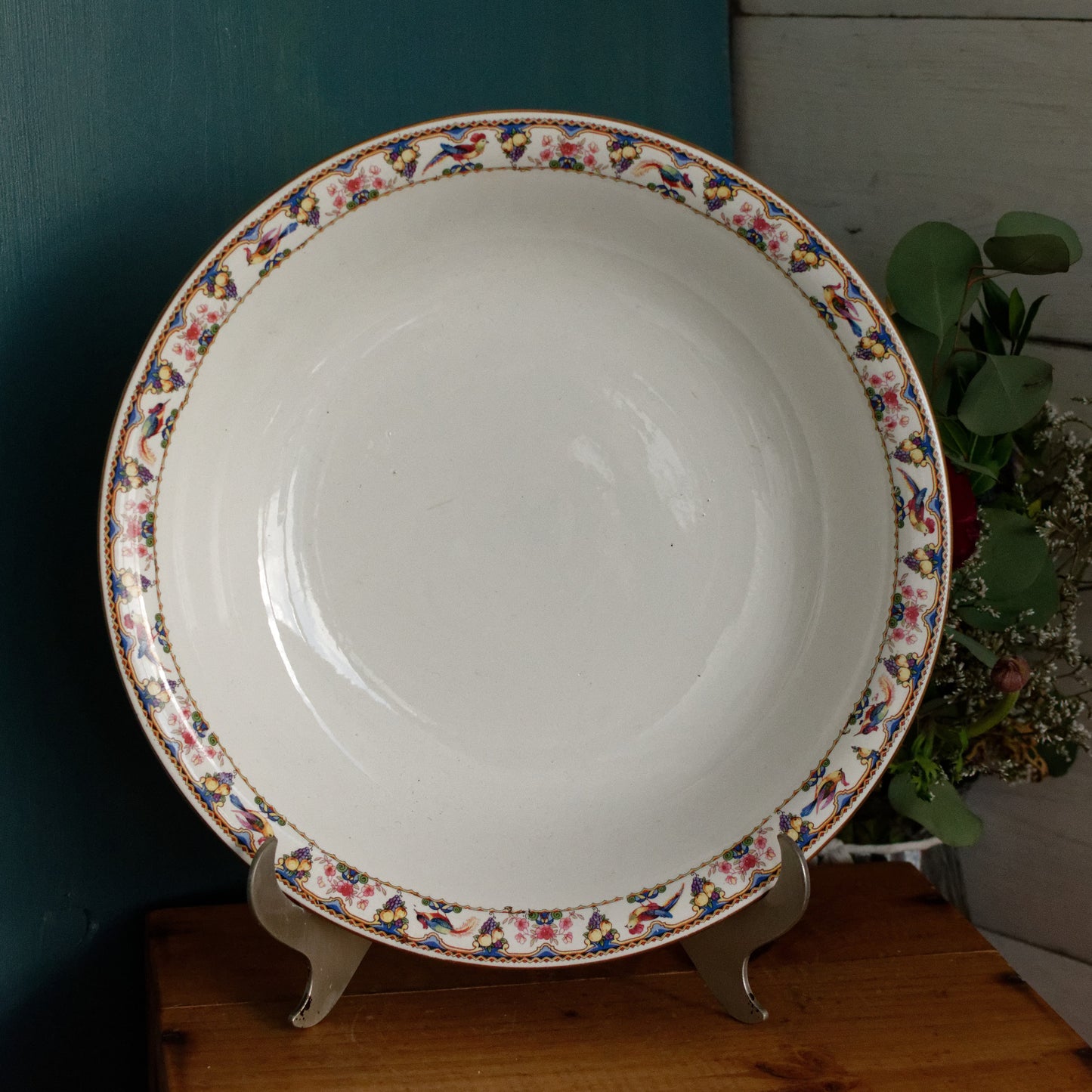 1880年代/1900年代 ～ フォンタンジュスタイルモチーフのディゴアン・サルグミーヌ ～ フランスアンティーク アイアンストーン グリーントランスファーウェア スープチュリーン「スープピエール」 ～ テール・ド・フェール