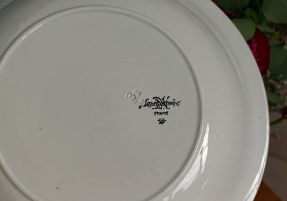 1880年代/1900年代 ～ フォンタンジュスタイルモチーフのディゴアン・サルグミーヌ ～ フランスアンティーク アイアンストーン グリーントランスファーウェア スープチュリーン「スープピエール」 ～ テール・ド・フェール