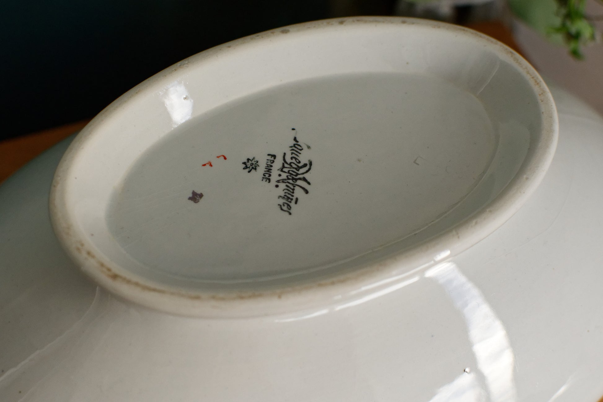 SARREGUEMINES Birds & Fruit French Antique Ironstone Soup Tureen Soupiere Terre de Fer Faience