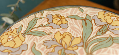 French Vintage Ironstone Polychrome Art Deco TRIVET Hot Plate "Dessous Plat Faience" SARREGUEMINES Round Ceramic Porcelain Floral Pot Stand