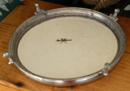 French Vintage Ironstone Polychrome Art Deco TRIVET Hot Plate "Dessous Plat Faience" SARREGUEMINES Round Ceramic Porcelain Floral Pot Stand