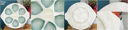 Moulin des Loups Hamage France French Vintage Fish Shaped Oyster Shellfish HUITRE Plate  BARBOTINE Majolica en Faience Terre de Fer