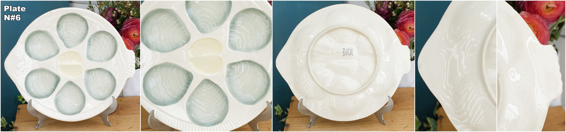 Moulin des Loups Hamage France French Vintage Fish Shaped Oyster Shellfish HUITRE Plate  BARBOTINE Majolica en Faience Terre de Fer