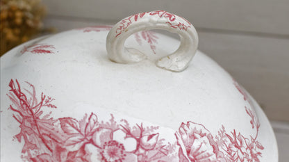 French Ironstone Red Transferware Soup Tureen Soupiere & Serving Plate Champetre FF (Fenal  Frères) PEXONNE Terre de Fer