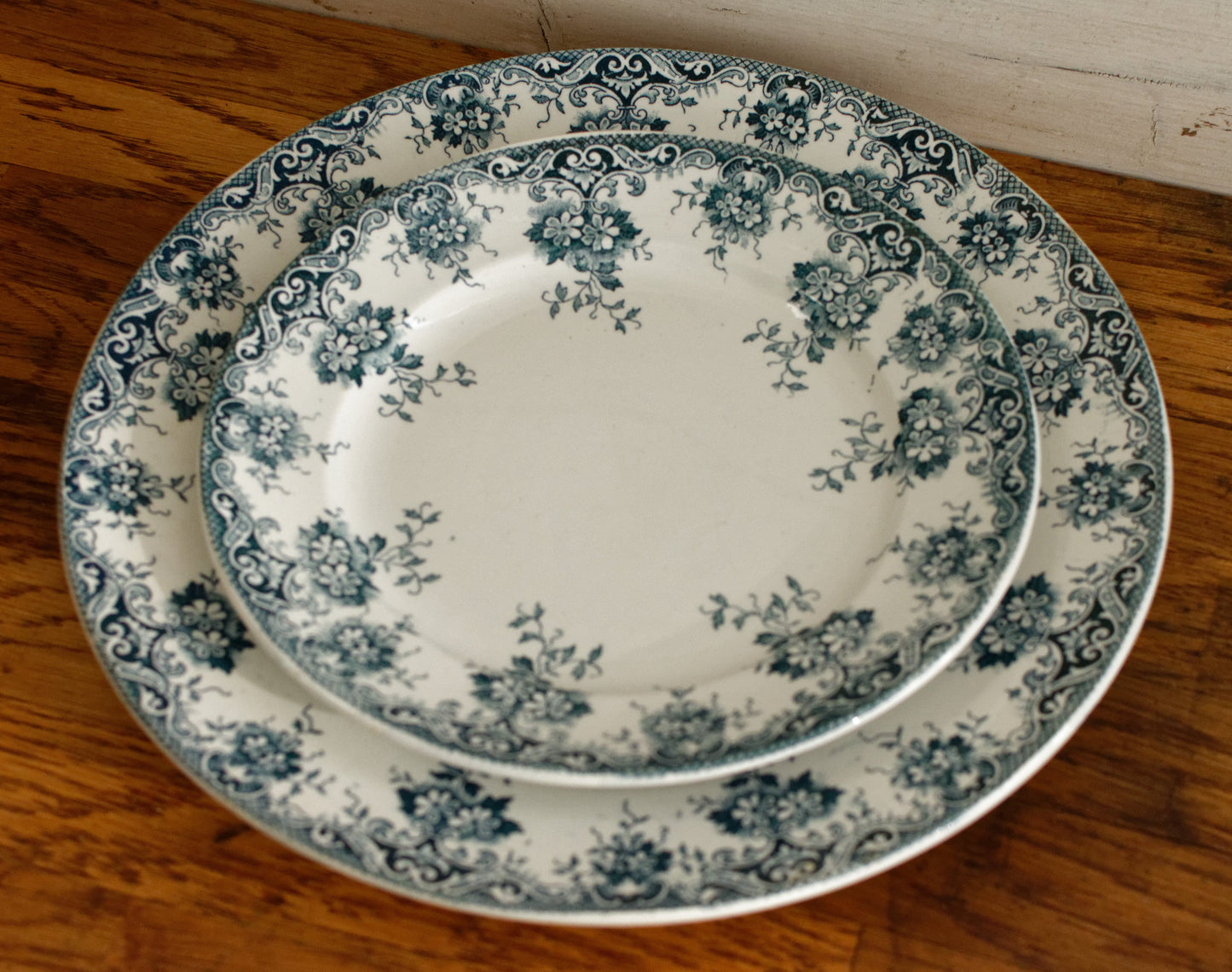 Ste ANONYME Saint Amand et Hamage Nord French Antique Ironstone Blue Transferware Plate Terre de fer en Faience