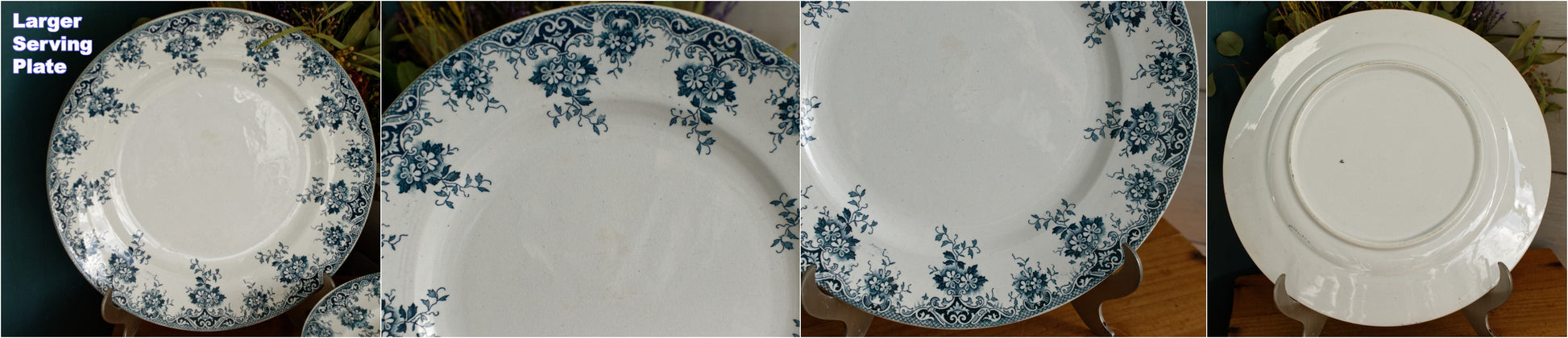 Ste ANONYME Saint Amand et Hamage Nord French Antique Ironstone Blue Transferware Plate Terre de fer en Faience