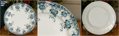 Ste ANONYME Saint Amand et Hamage Nord French Antique Ironstone Blue Transferware Plate Terre de fer en Faience