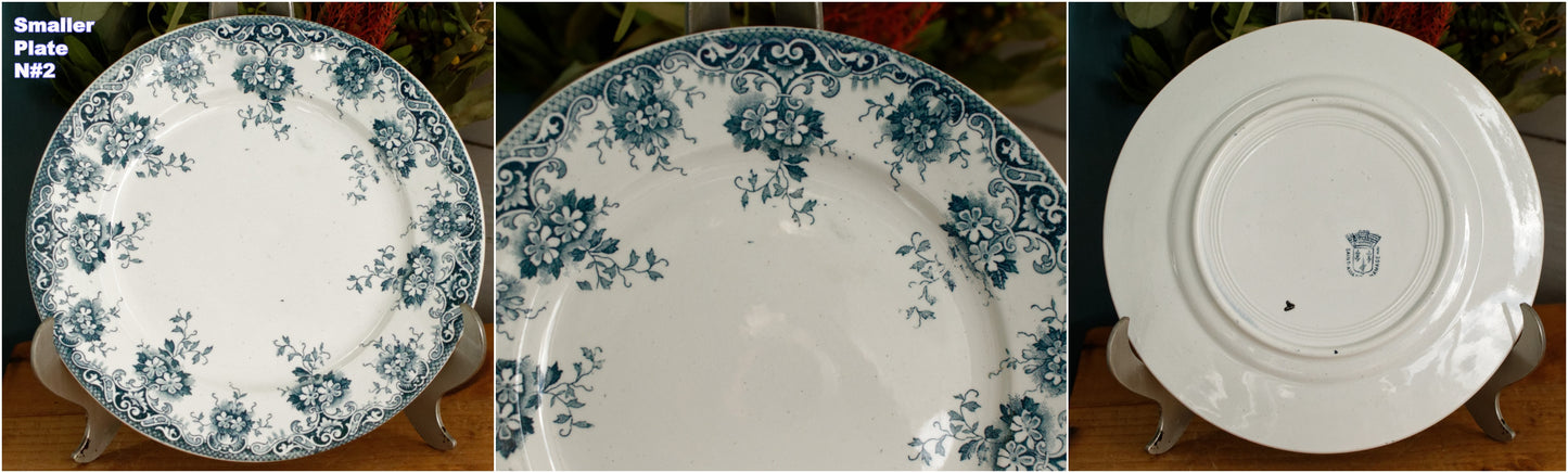 Ste ANONYME Saint Amand et Hamage Nord French Antique Ironstone Blue Transferware Plate Terre de fer en Faience