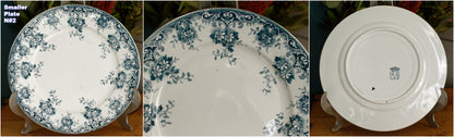 Ste ANONYME Saint Amand et Hamage Nord French Antique Ironstone Blue Transferware Plate Terre de fer en Faience