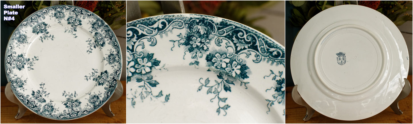 Ste ANONYME Saint Amand et Hamage Nord French Antique Ironstone Blue Transferware Plate Terre de fer en Faience
