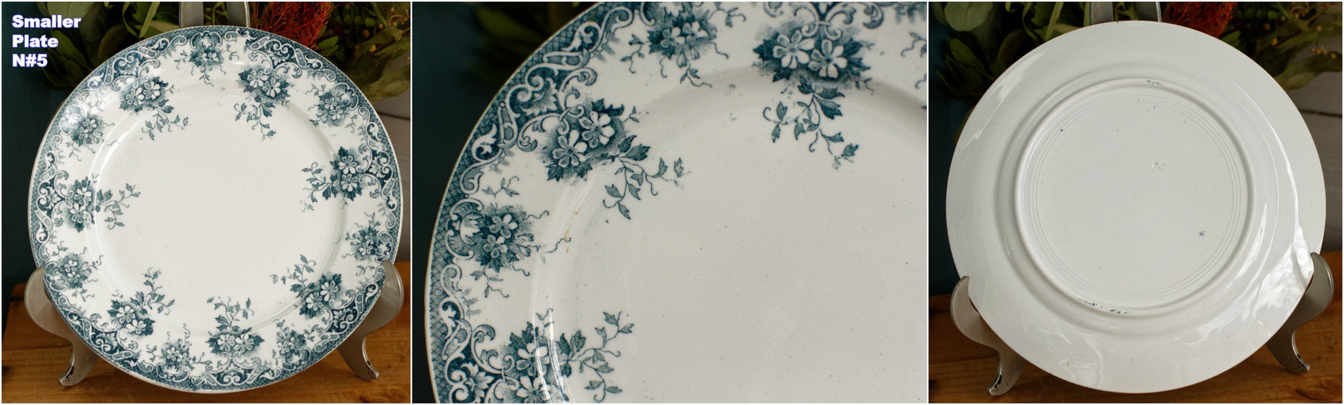 Ste ANONYME Saint Amand et Hamage Nord French Antique Ironstone Blue Transferware Plate Terre de fer en Faience