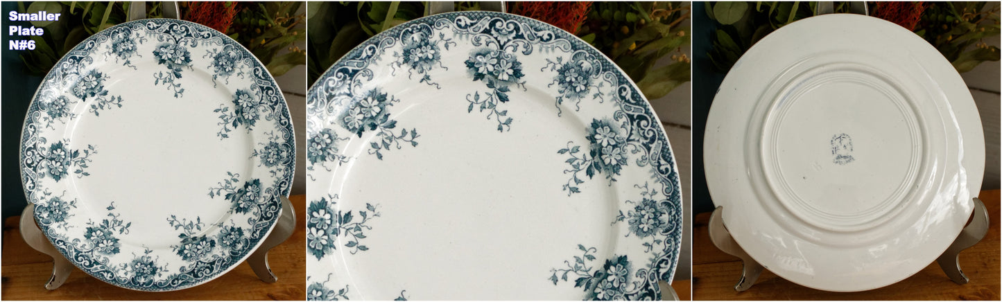 1920s ~ "Ste ANONYME" Saint Amand et Hamage Nord ~ French Antique Ironstone Blue Transferware Plate ~ Terre de fer en Faience