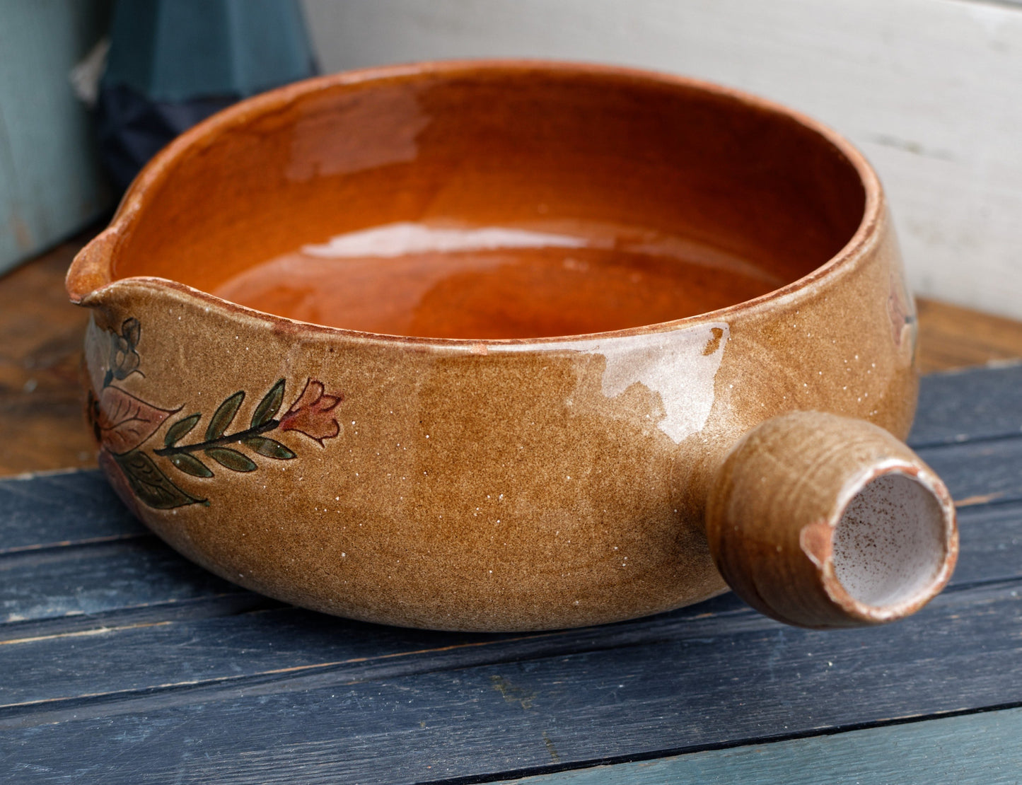 ALSACE SOUFFLENHEIM 
French Vintage Glazed Ceramic Stoneware Gratin Pot Casserole Dish Terra Cotta Terre Cuite