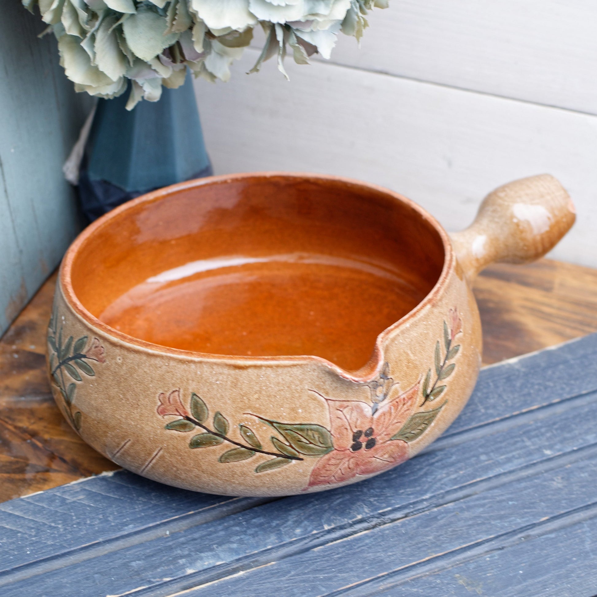 ALSACE SOUFFLENHEIM 
French Vintage Glazed Ceramic Stoneware Gratin Pot Casserole Dish Terra Cotta Terre Cuite