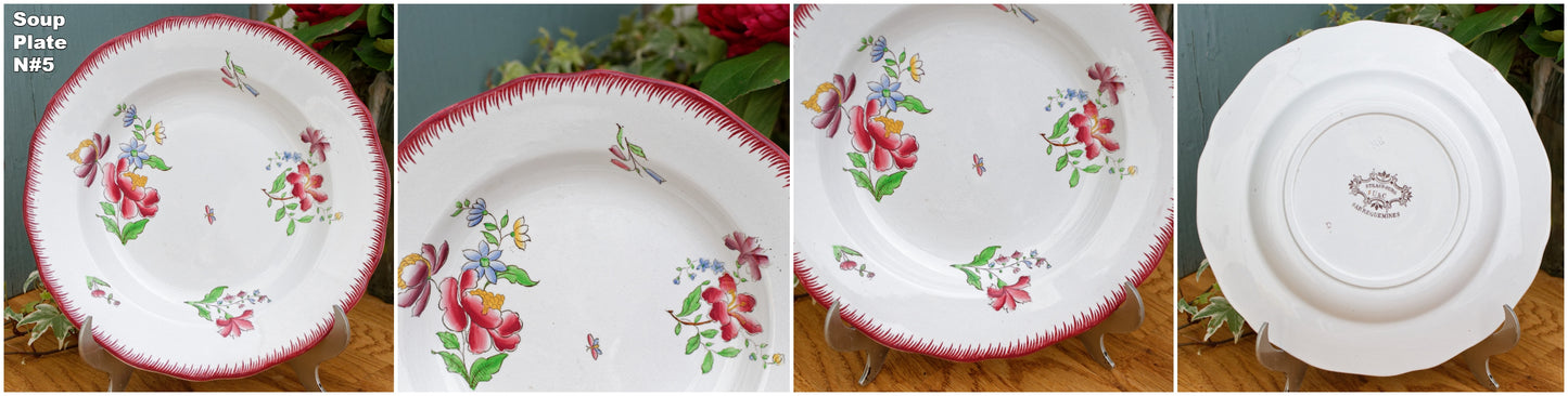 STRASBOURG Motif SARREGUEMINES French Antique Hand-Painted Ironstone Plate Terre de Fer en faience