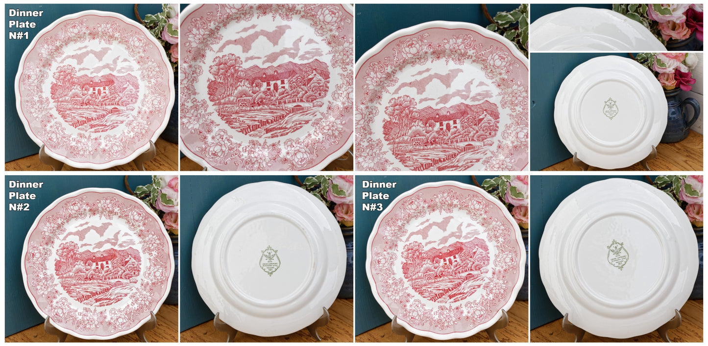 Italian Vintage Ironstone Red Transferware N.F. Swiss Landscape Dishwasher Proof Made in Italy 281