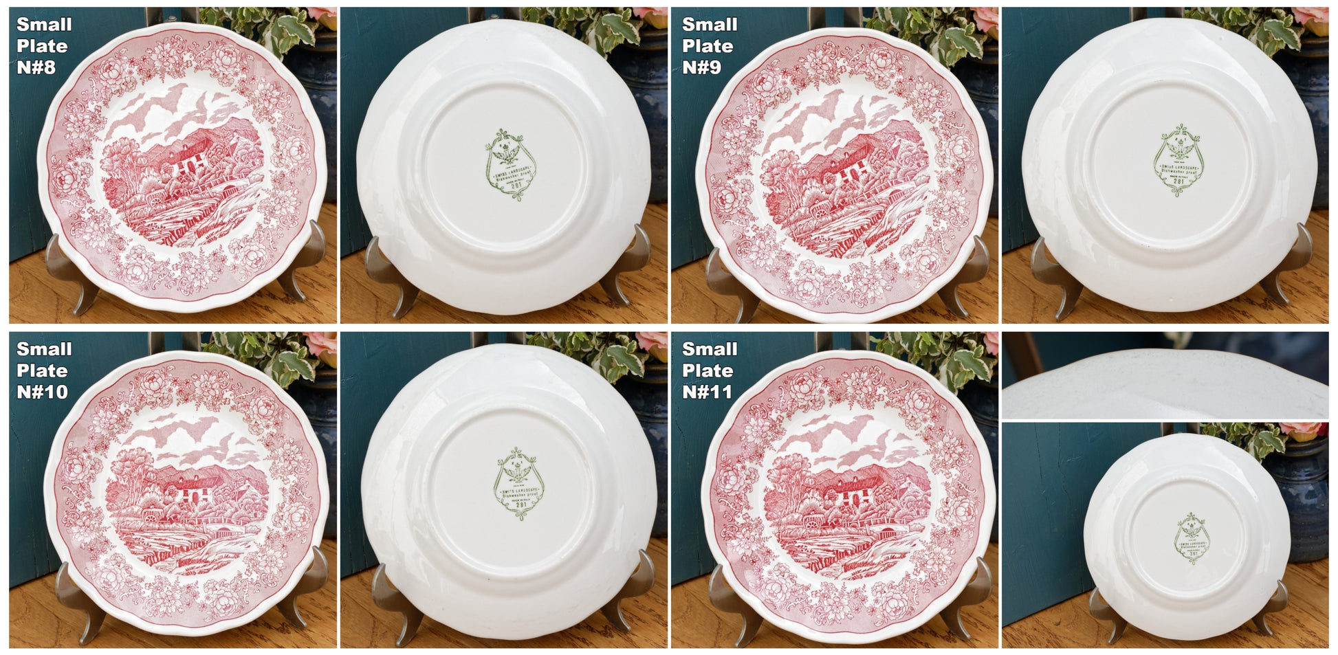 Italian Vintage Ironstone Red Transferware N.F. Swiss Landscape Dishwasher Proof Made in Italy 281