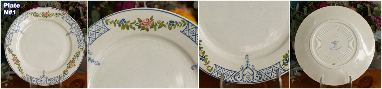 TOURNAY Depose CREIL et MONTEREAU (CM) French Antique Ironstone Small Plate Terre de Fer faience