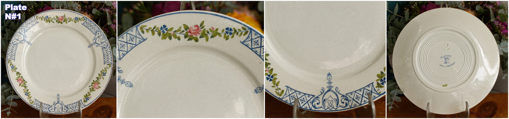 TOURNAY Depose CREIL et MONTEREAU (CM) French Antique Ironstone Small Plate Terre de Fer faience