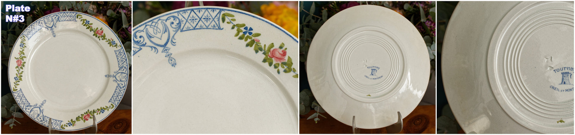 TOURNAY Depose CREIL et MONTEREAU (CM) French Antique Ironstone Small Plate Terre de Fer faience