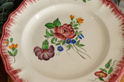 Trianon Faienceries de LONGCHAMP Tout a la Main French Antique Hand-Painted Ironstone Polychrome Dinner Plate Terre de fer en Faience