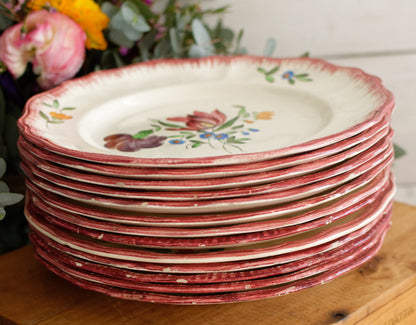 Trianon Faienceries de LONGCHAMP Tout a la Main French Antique Hand-Painted Ironstone Polychrome Dinner Plate Terre de fer en Faience