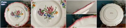 Trianon Faienceries de LONGCHAMP Tout a la Main French Antique Hand-Painted Ironstone Polychrome Dinner Plate Terre de fer en Faience
