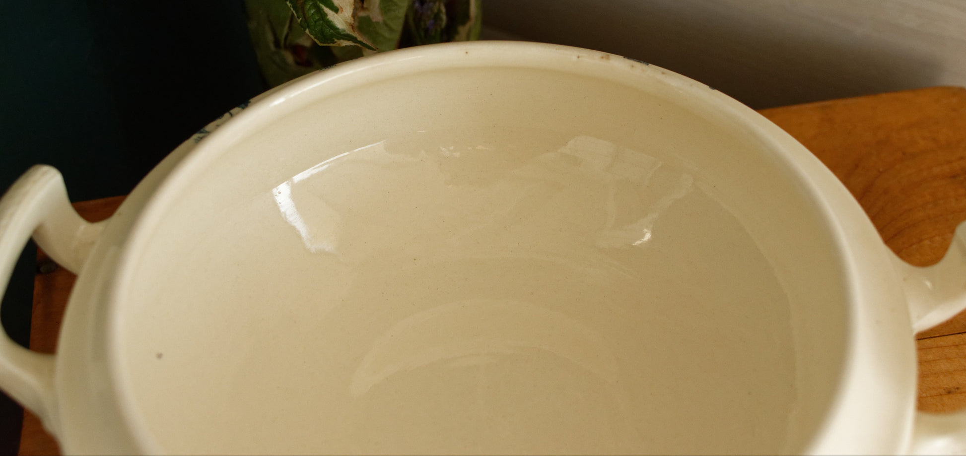 TUNIS SALINS French Antique Ironstone Blue Transferware Soup Tureen Soupiere Terre de fer en Faience