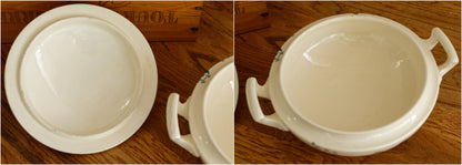 1890s ~ "TUNIS" SALINS ~ French Antique Ironstone Blue Transferware Soup Tureen "Soupiere" ~ Terre de fer en Faience