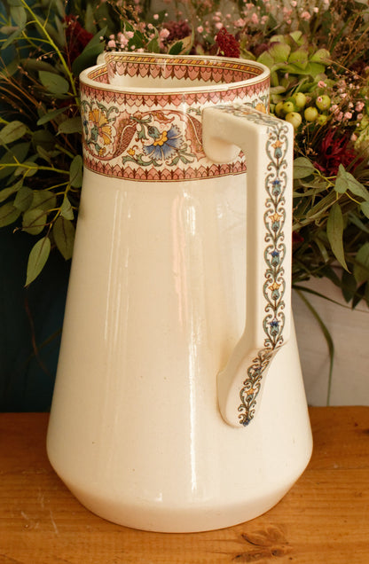 TEHRAN Sarreguemines U&C French Antique Ironstone Polychrome Bathroom Pitcher BROC ou Chambre Pot Terre de Fer en Faience
