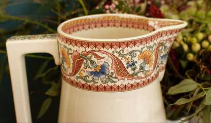 TEHRAN Sarreguemines U&C French Antique Ironstone Polychrome Bathroom Pitcher BROC ou Chambre Pot Terre de Fer en Faience