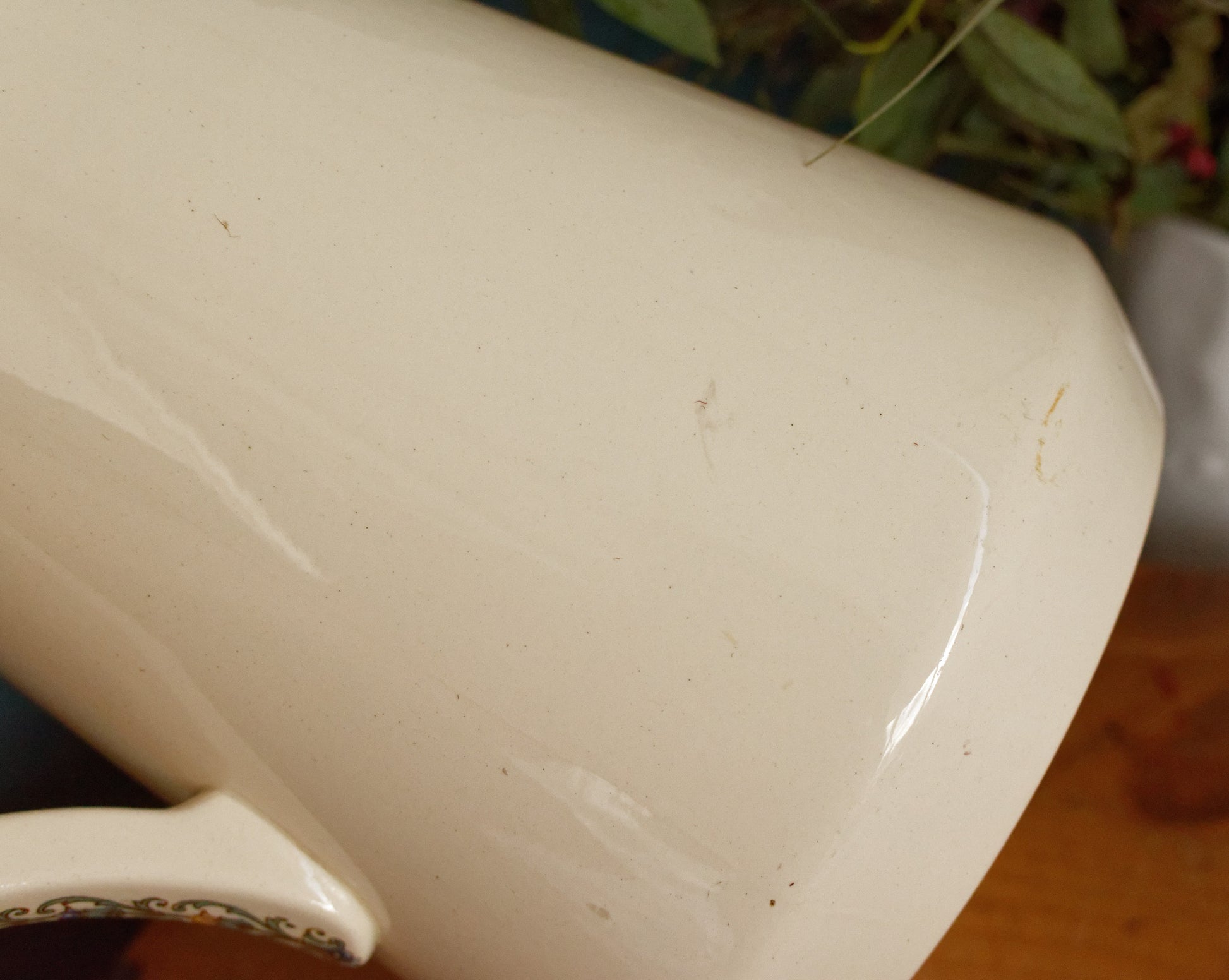 TEHRAN Sarreguemines U&C French Antique Ironstone Polychrome Bathroom Pitcher BROC ou Chambre Pot Terre de Fer en Faience