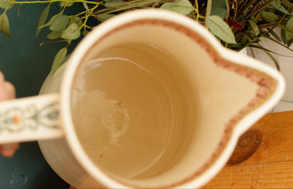 TEHRAN Sarreguemines U&C French Antique Ironstone Polychrome Bathroom Pitcher BROC ou Chambre Pot Terre de Fer en Faience