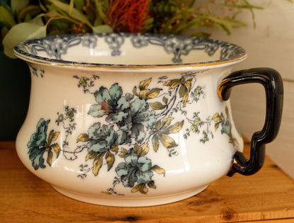 Trenthan 1790 K& Co (Keeling & Co) Late Mayers English Vintage Ironstone Polychrome Floral Bathroom Pitcher Pot de Chambre BROC CRUCHE MADE IN England