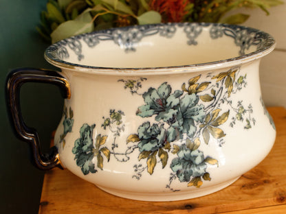 Trenthan 1790 K& Co (Keeling & Co) Late Mayers English Vintage Ironstone Polychrome Floral Bathroom Pitcher Pot de Chambre BROC CRUCHE MADE IN England
