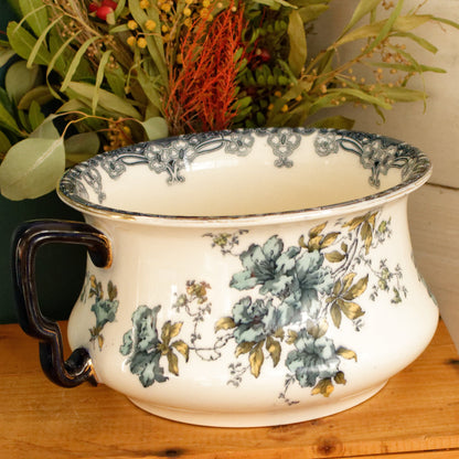Trenthan 1790 K& Co (Keeling & Co) Late Mayers English Vintage Ironstone Polychrome Floral Bathroom Pitcher Pot de Chambre BROC CRUCHE MADE IN England