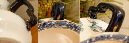 1890s ~ Trenthan 1790 K& Co (Keeling & Co) Late Mayers ~ English Vintage Ironstone Polychrome Floral Bathroom Pitcher "Pot de Chambre BROC CRUCHE" ~ MADE IN England