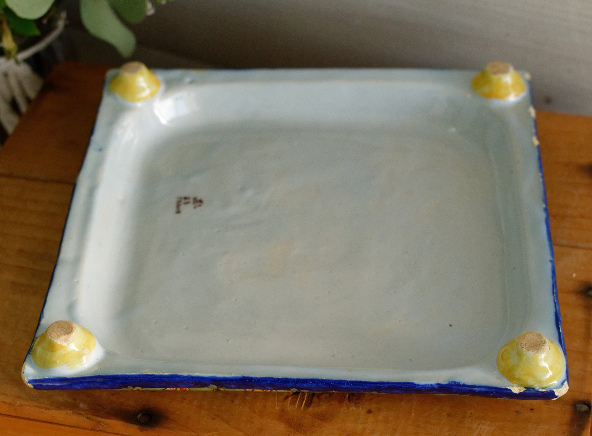 French Antique Ironstone Porcelain TRIVET Pot Plate Dessous de Plat Terre de Fer Faience