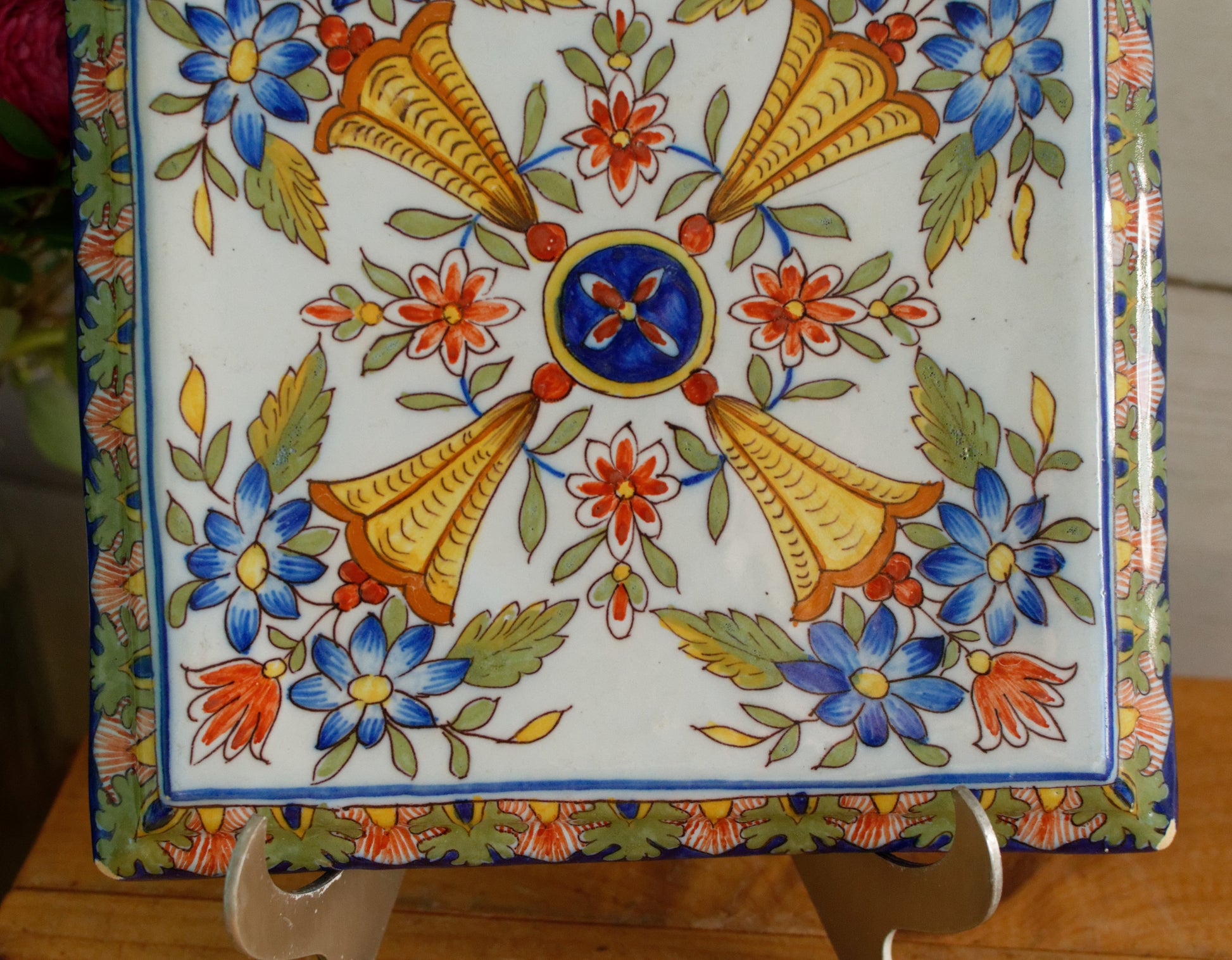 French Antique Ironstone Porcelain TRIVET Pot Plate Dessous de Plat Terre de Fer Faience