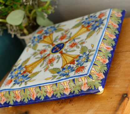 French Antique Ironstone Porcelain TRIVET Pot Plate Dessous de Plat Terre de Fer Faience