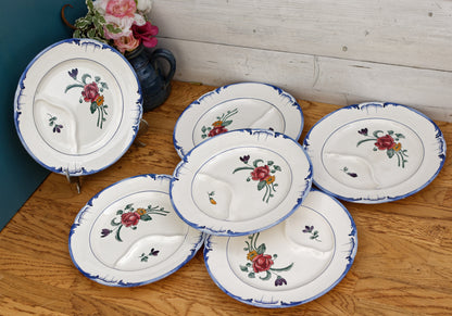 VELARS LONGCHAMP French Antique Hand-Painted Ironstone Asparagus Plate Terre de fer