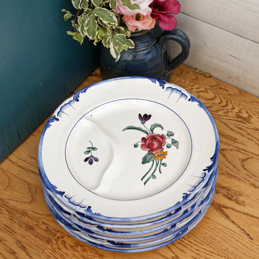 VELARS LONGCHAMP French Antique Hand-Painted Ironstone Asparagus Plate Terre de fer